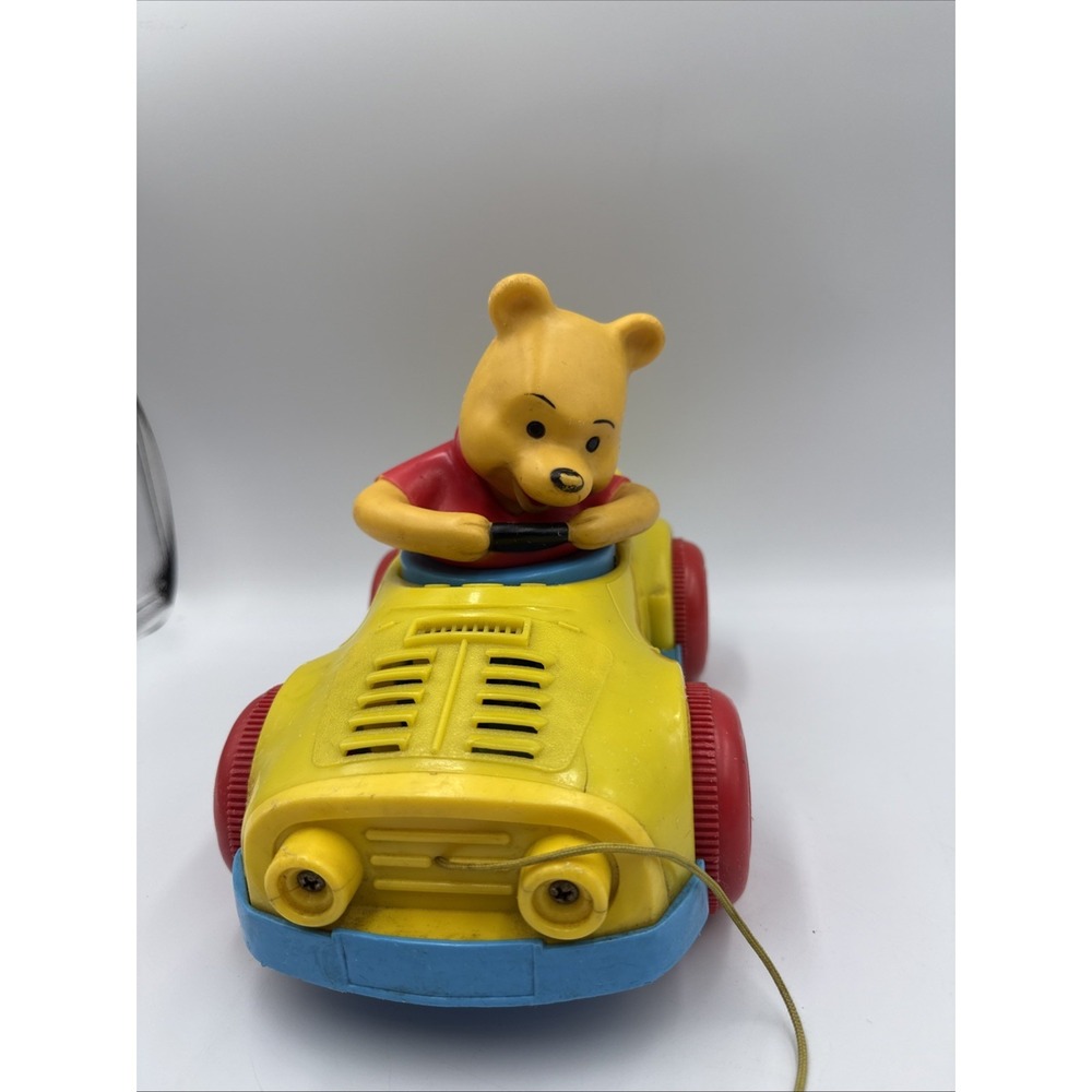 Retro Winnie The Pooh Pull-Mees Pull Toy Car by Kohner Brothers Toys  (1973)